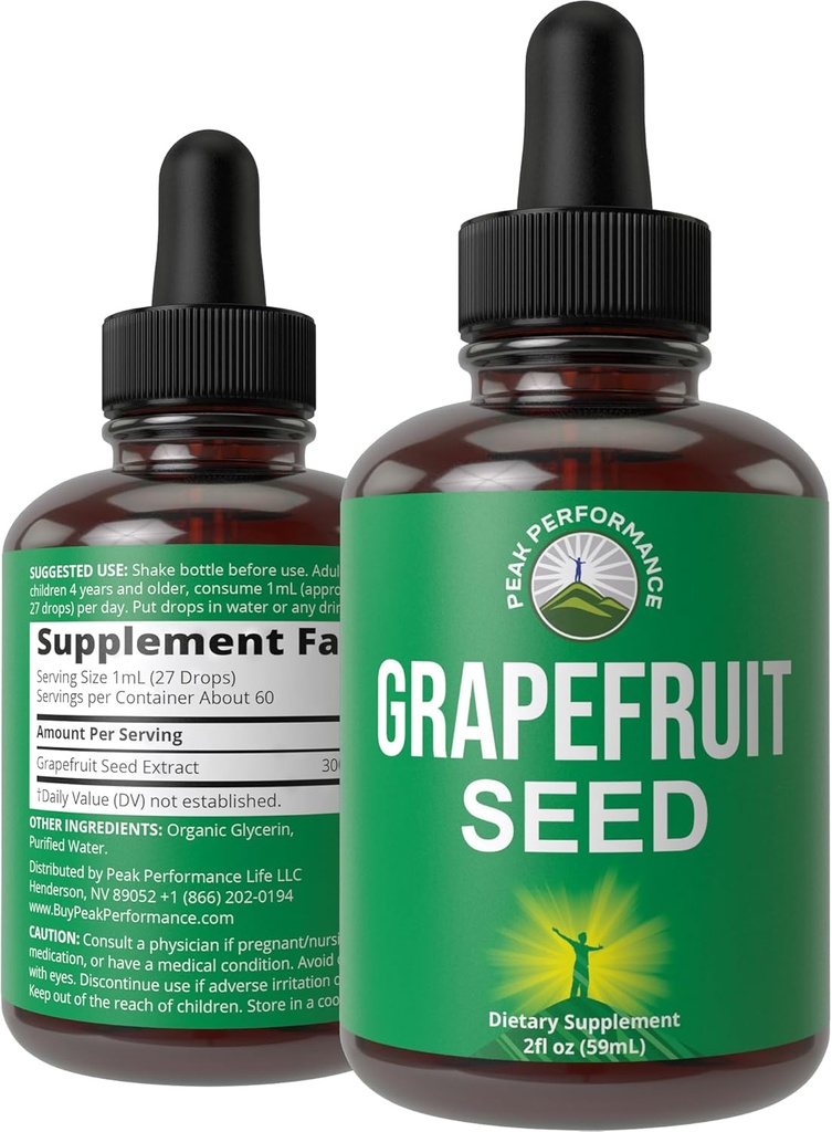 Supplément de gouttes liquides extraites de pamplemousse. Extrait végétalien de graines de pamplemousse GSE pour les femmes et les hommes. Zéro sucre, non amer. pour immune, support digestif. Huile sans gluten. Prendre oralement