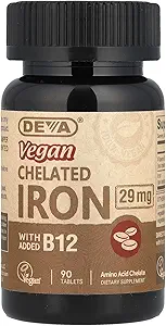 DEVA Végétalien Chélaté RON 29 mg avec ajout de B-12 -- 90 comprimés (emballage multiple)