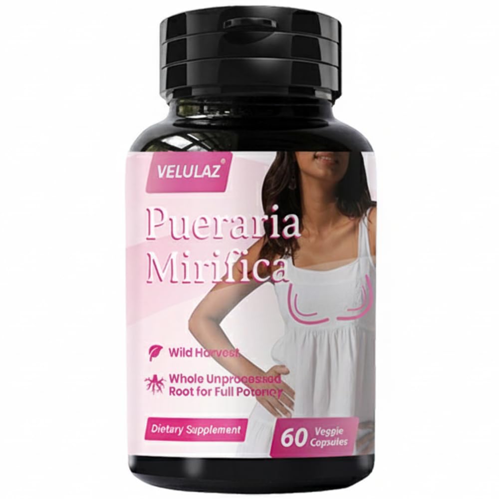 Pueraria Mirifica 1000mg | Wild Harvested Thai Kudzu Root for Natural Curve Support | 60 Vegan Capsules, Dietary Supplement for Women