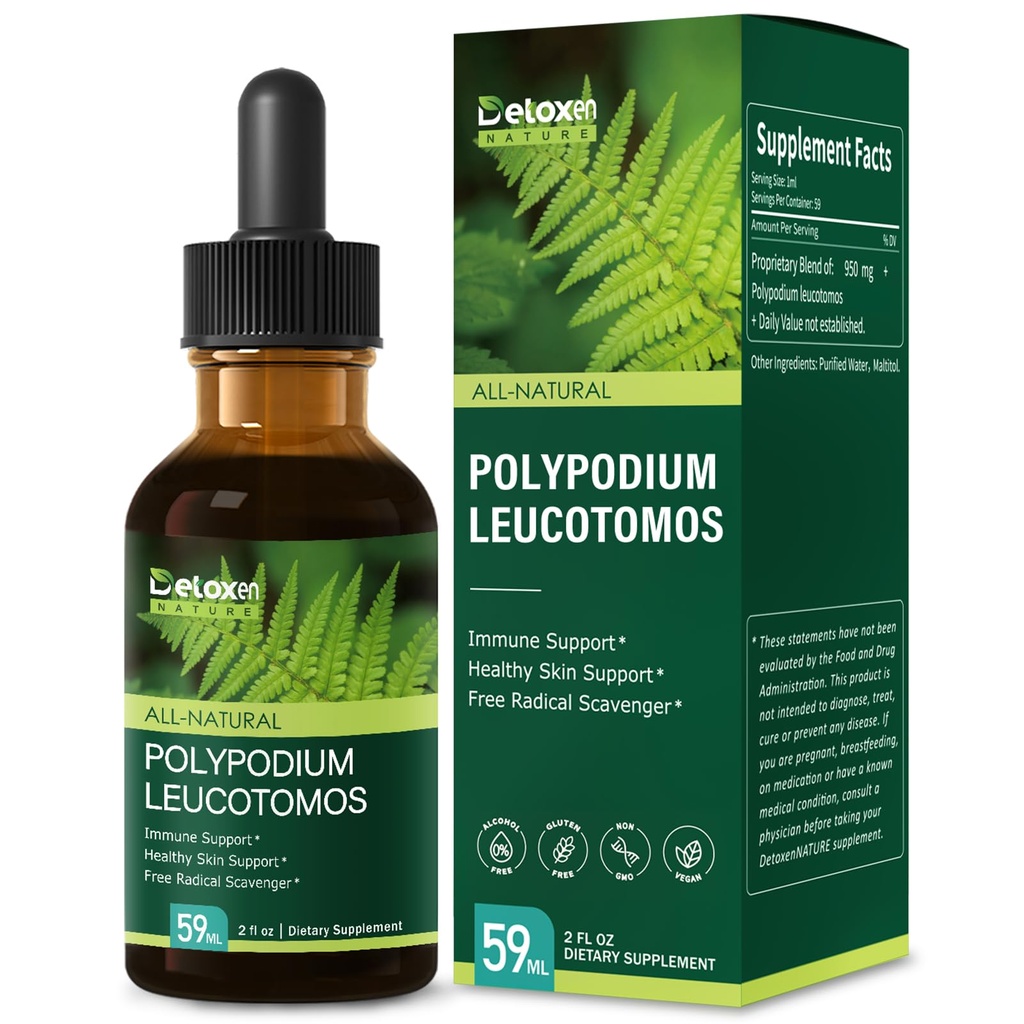 Polypodium leucotomos Extract Drops for Immune & Healthy Skin Support. High and Fast Absorption Herbal Supplements. 2oz