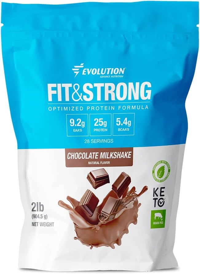 Evolution Advance Nutrition Fit & Strong - Pure Whey Protein Powder mit BCAA, 100% Grass-Fed, schnelles Absorbieren und schnelles Digesting für optimale Muskel-Recovery, natürliches Flavor – 2 Pfund (Chocolate)