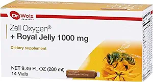 Dr. Wolz Zell Oxygen + Royal Jelly 1000 mg Supplement (14 Vials) Pure Bee Gold, Vitamin B, Biotin | Energy Metabolism Booster | Hilfe Wiederherstellen Gesunde, Radiant Haut