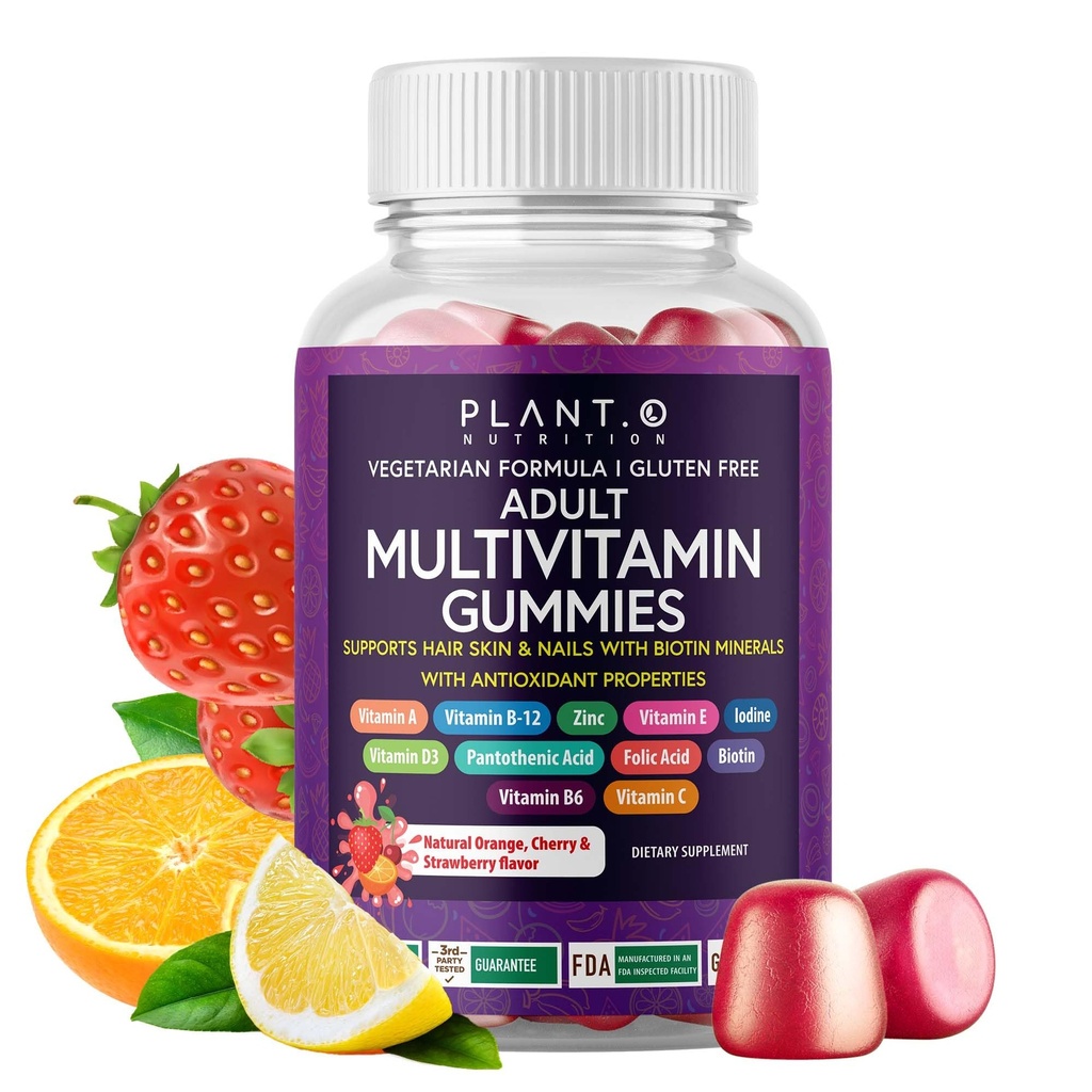 Komplette Multivitamingummis für Erwachsene – All-in-One-Mischung von Vitamin A B C D E Zink und Biotin - Adult Vitamin Gummy für Energie und Immunität – 90 Delicious Gluten Free und Veggie Gummies