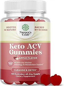Gommies de vinaigre de cidre de pomme Kéto extra-fort - Gommies de vinaigre de cidre de pomme de végétalien sans sucre et délicieux pour réduire le nettoyage et les objectifs de détox - vinaigre de cidre de pomme non OGM avec la mère (2 mois)