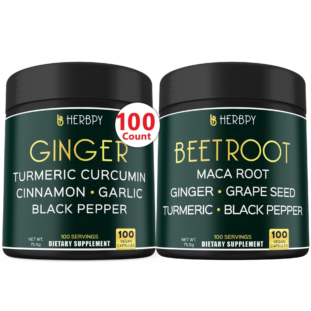 Bundle 5in1 Ginger Supplement & 6in1 Rübenwurzelkapseln - Unterstützt Herzgesundheit, Immun und Verdauung