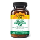 Country Life Calcium Magnesium Zink mit Vitamin D3 und L-Glutaminsäure, Nahrungsergänzungsmittel für Knochenunterstützung, Certified Gluten Free, 1000mg/500mg/25mg, 90 Tabletten