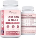 Peau de cheveux et ongles Vitamines avec biotine, collagène et acide hyaluronique, soutient la croissance des cheveux en santé, ongles forts et peau Glowing, supplément de biotine avec vitamines A, C, D3, E, B complexe et minéraux