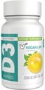Vegan Life Nutrition - Vitamin D3 Tägliche Kapseln für Erwachsene (5000 IU) - Glutenfrei, Non-GMO, unterstützt Knochengesundheit und Immunsystem - 60 Kapseln