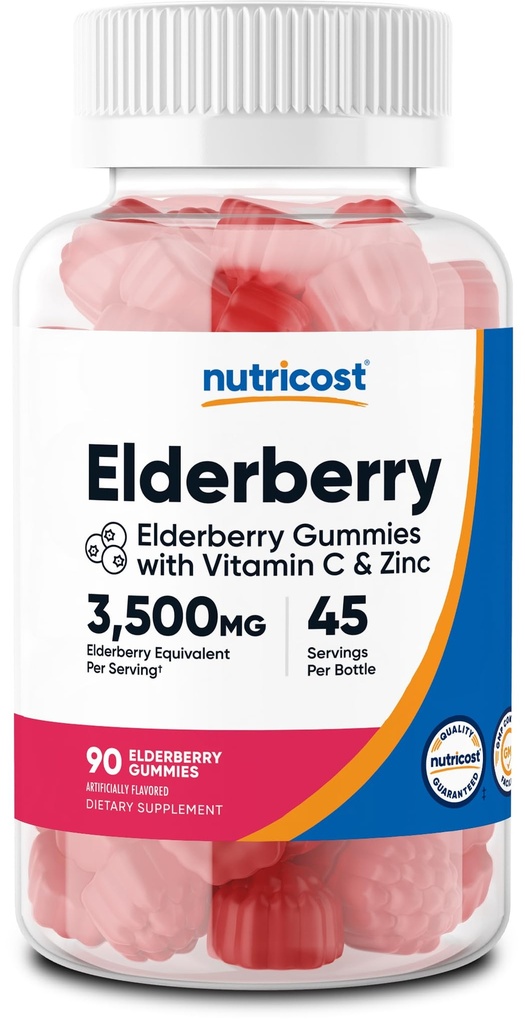 Gummées de baies aînées à la vitamine C et au zinc 90 - sans gluten, végétarien