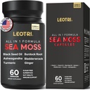 Organic Irish Sea Moss Capsules: Sea Moss 1515mg with Black Seed Oil Ashwagandha Turmeric Bladderwrack Burdock & Vitamin C Vitamin D3 – Gut Health & Immune Support – 60 Vegan Capsules