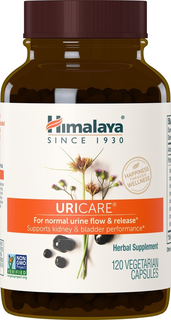 Himalaya UriCare – Herbal Kidney & Bladder-Unterstützung mit Shilajeet, Didymocarpus & Pasanabheda – Fördert Urinary Tract Health & Komfortable Urine Flow – Non-GMO, Gluten-Free, Vegetarian – 120 Kapseln