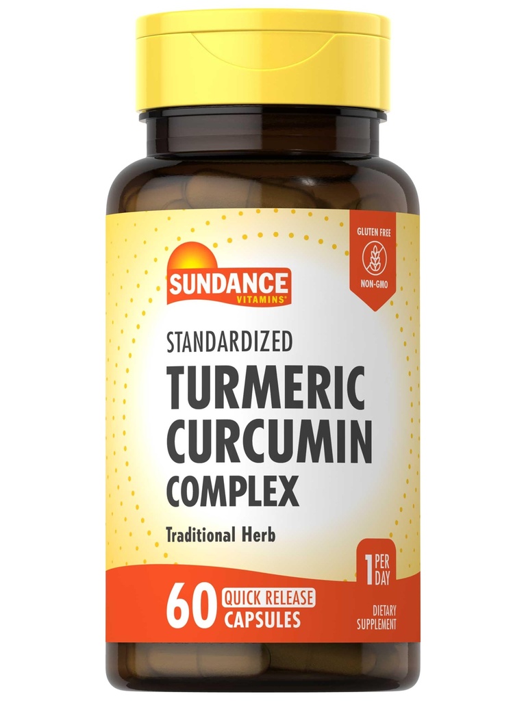 Sundance Turmeric Curcumin Complex | 60 capsule di rilascio rapido | Integratore di erbe tradizionale | Formula non OGM e senza glutine