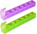 2-Pack große wöchentliche Pille Organizer,Vitamin Pille Box Organizer 7 Tage mit großen Komponenten, Am Pm Pille Fall für Reisen, XL Medizin Organizer 14 Tage für Fischöle, Vitamin Holder Supplement