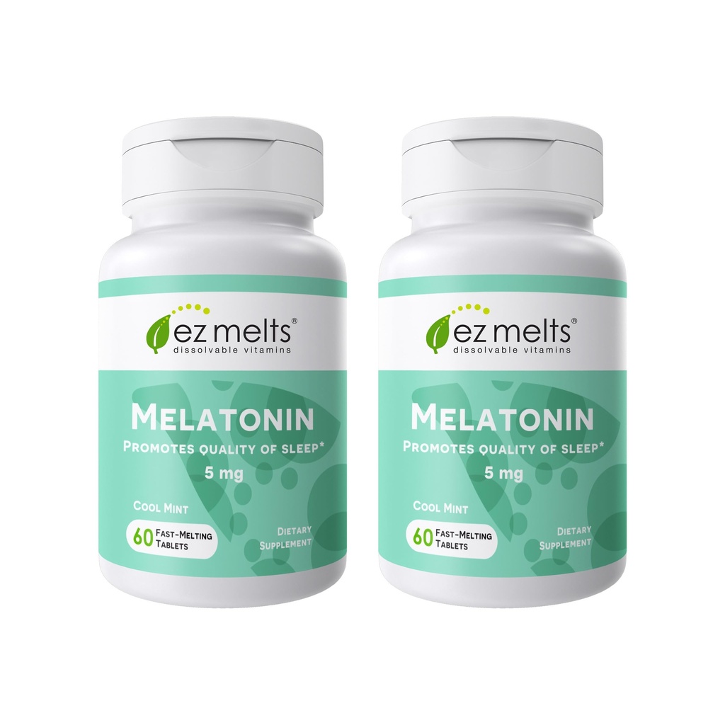 EZ Melts Melatonin - Sleep Support Supplement - No Artificial Flavors - Non-GMO & Sugar-Free - Cool Mint - 120 Dissolvable Tablets (120 Servings)