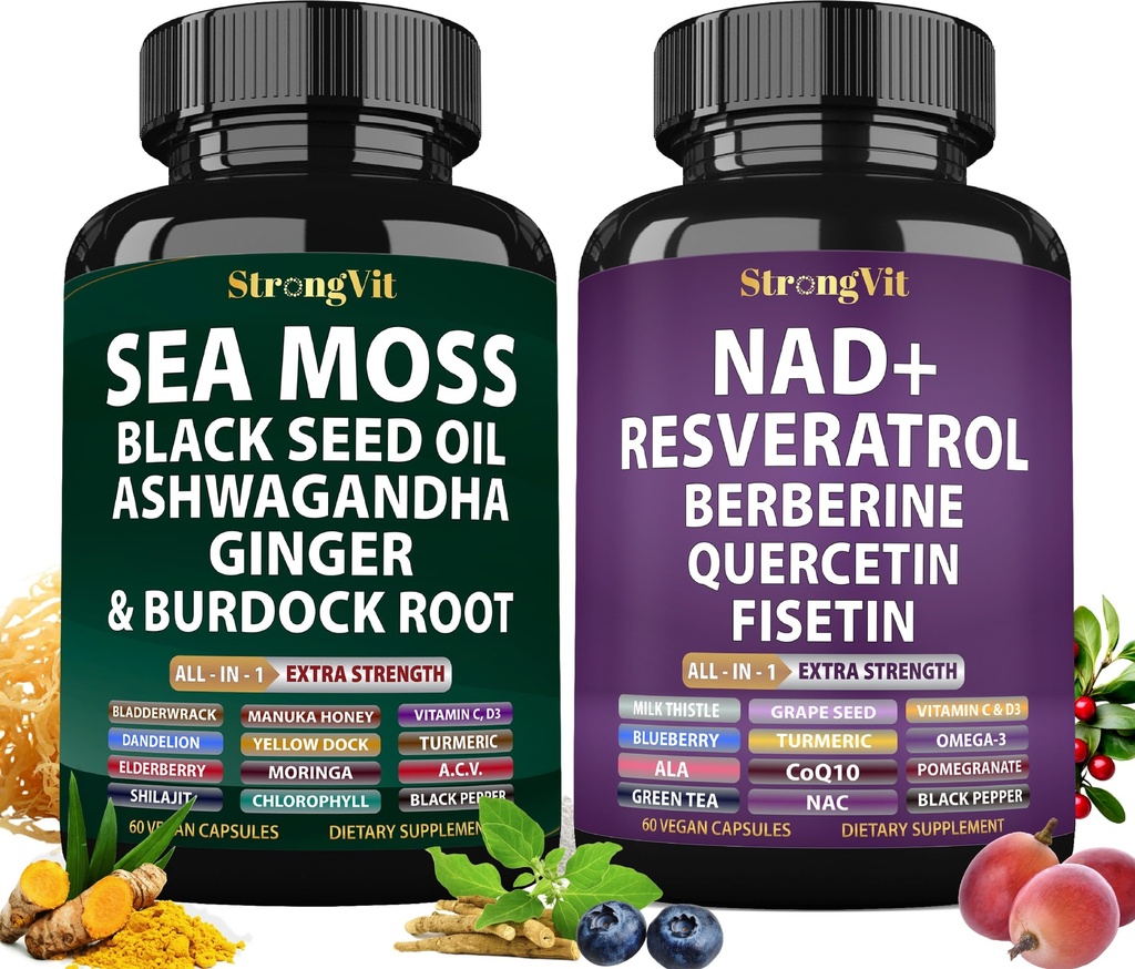 StrongVit Sea Moss Complex & NAD Supplement Bundle (120 Capsules)