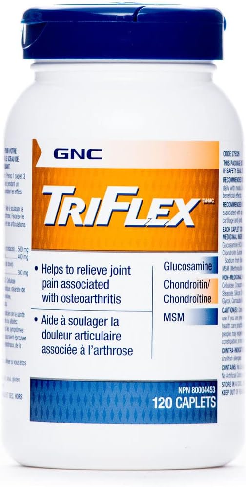GNC Triflex Joint Support Caplets, Klinische Stärke, Glucosamin, Chondroitin, MSM, Mobilität, Komfort, Flexibilität, Knorpelgesundheit, für Männer und Frauen, HSA FSA Eligible,120 Count, 40 Day Supply