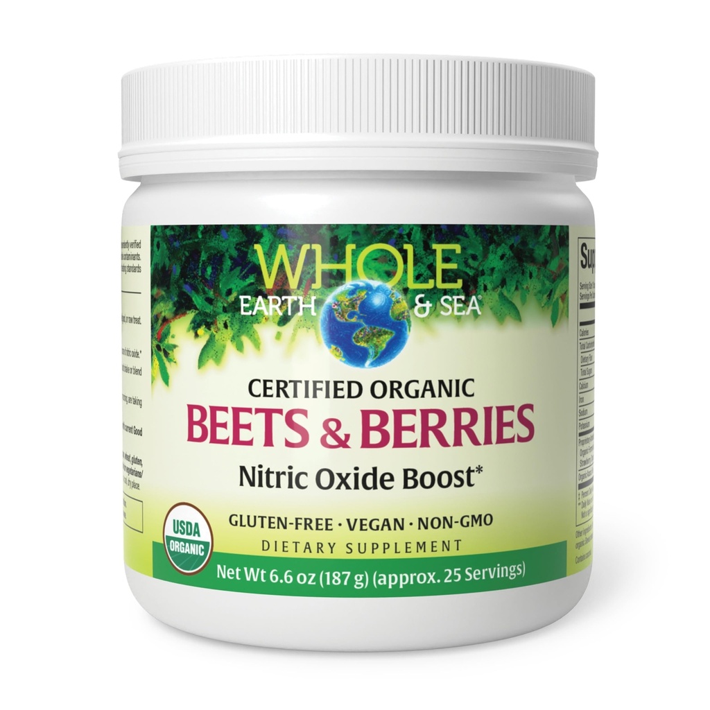 Whole Earth & Sea from Natural Factors, Beets & Berries Antioxidant Boost with Beets, Acai & More, 6.6 oz Powder