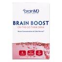 BRAINMD Dr Amen Brain Boost On The Go - 10 Packets, Berry Flavor - polvere di bevanda nootropica, promuove messa a fuoco, Clarity & Mental Energy - Caffeina Free, Gluten Free - 10 Serve
