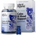 Wild & Organic Calm & Mood Gummies - Mood Support Supplement - Calming Chews w/Ashwagandha Root, Rhodiola Rosea, Lemon Balm - Ashwagandha ergänzt Gummi - 60 Count