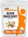BulkSupplements.com poudre de maca noire - supplément de racine de maca noire, supplément à base de plantes pour les hommes et les femmes - végétalien, sans gluten, 750mg par portion, 250g (8,8 oz) (paquet de 1)