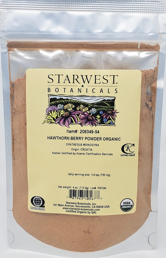 Hawthorn Berry Pwd Org - 4 Oz,(Starwest Botanicals)