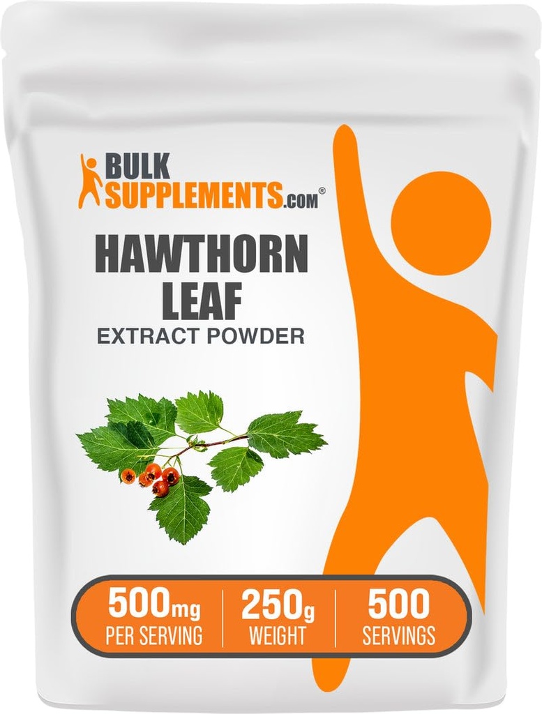 BulkSupplements.com Hawthorn Leaf Extract Powder - Hawthorn Leaf Supplement - Herbal Supplement, Vegan & Gluten Free, 500mg per Serving, 250g (8.8 oz) (Pack of 1)