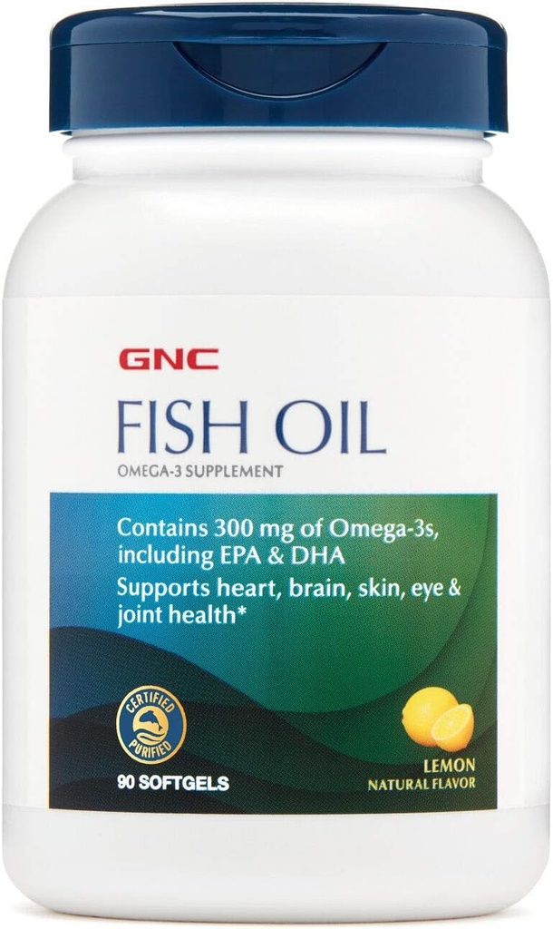 GNC Huile de poisson 90 Casquettes Softgel