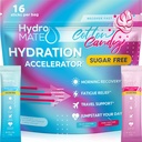 HydroMATE Electrolytes Powder No Sugar Cotton Candy - 16 Sticks Instant Hydration Packets with Vitamin C to Boost Energy - Sugar Free Electrolytes to Support Hydration on Keto Diet & Party Recovery