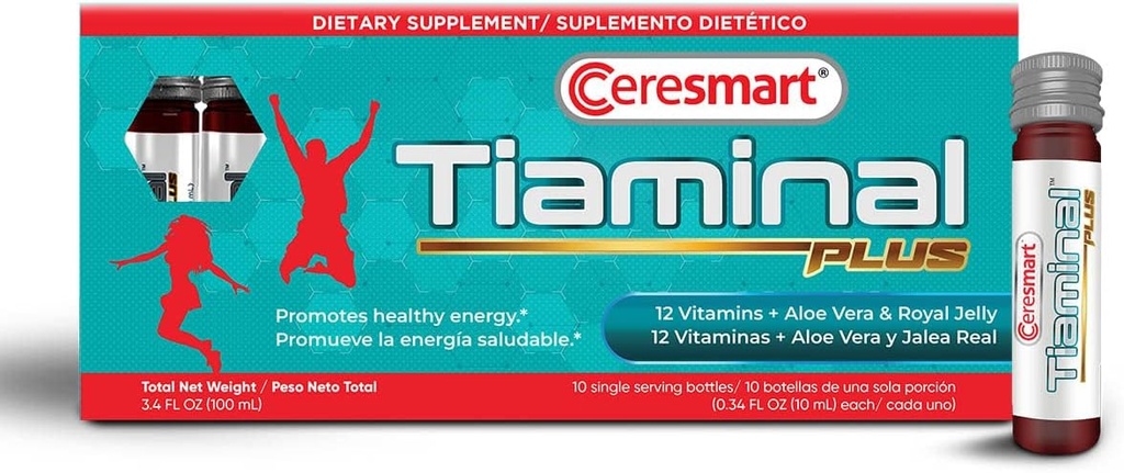 Ceresmart Tiaminal Plus Multivitamin für Frauen und Männer – 10 x Single Servier Vials Liquid Multivitamins Nahrungsergänzung – Energy Boost Vitamin Supplements mit Aloe Vera, Royal Jelly