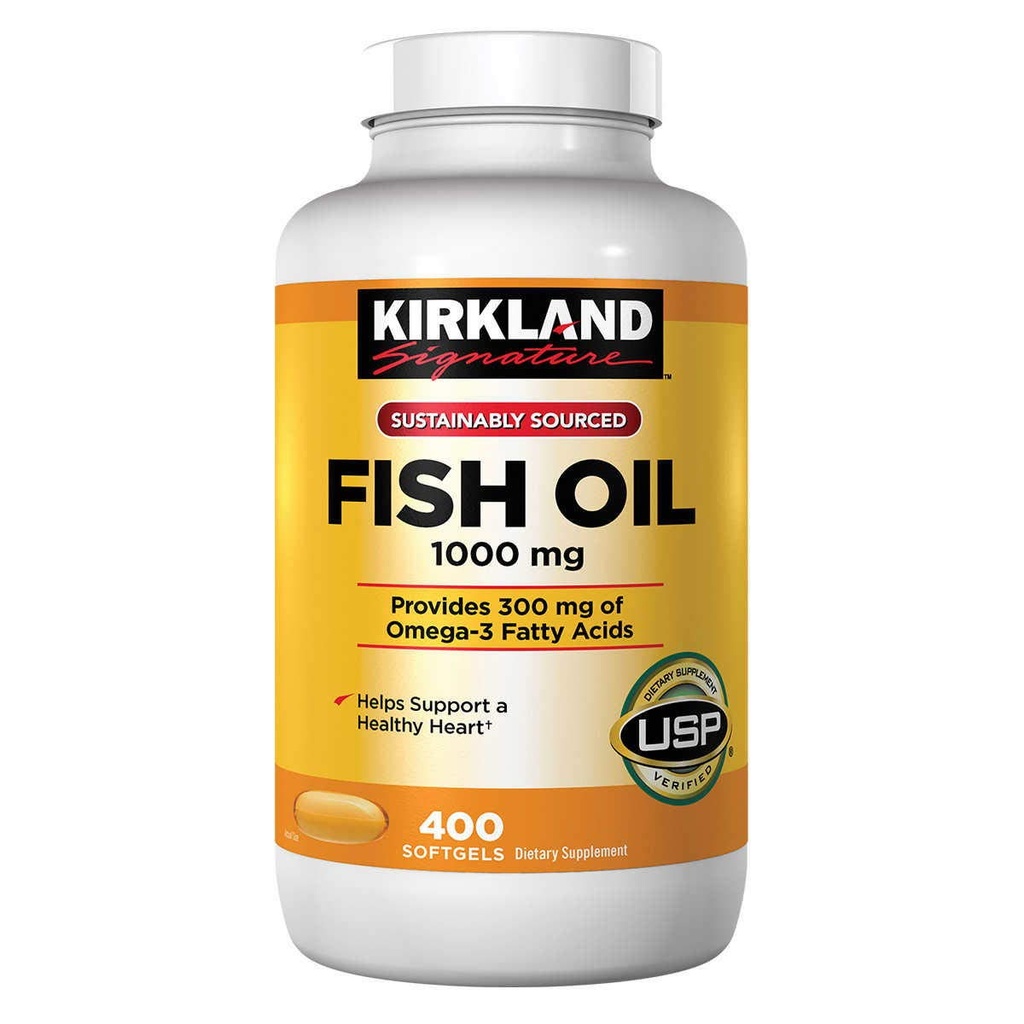 Kirkland Signature Natural Fish Oil 1000 mg mit 300 mg Omega-3 - 400 ct (Pack mit 2)