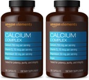 Elemente Kalzium-Komplex mit Vitamin D, 250 mg Kalzium (3 pro Servierung), Vegan, 195 Kapseln (Verpackung Mai Vary), Unterstützt starke Knochen und Immungesundheit (Pack von 2)