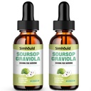2 Packs 3000MG Soursop Bitters Liquid Drops for Cell Support & Regeneration, Immune, Gut, Antioxidant, Mood, Relax, Liver and Sleep Zzz - Soursop Graviola Sea Moss, Turmeric, Vitamin B6, C - 4 Fl Oz