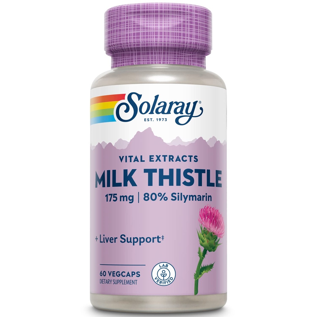 SOLARAY Milk Thistle Seed Extract 175mg Antioxidant Intended to Help Support a Normal, Healthy Liver Non-GMO & Vegan