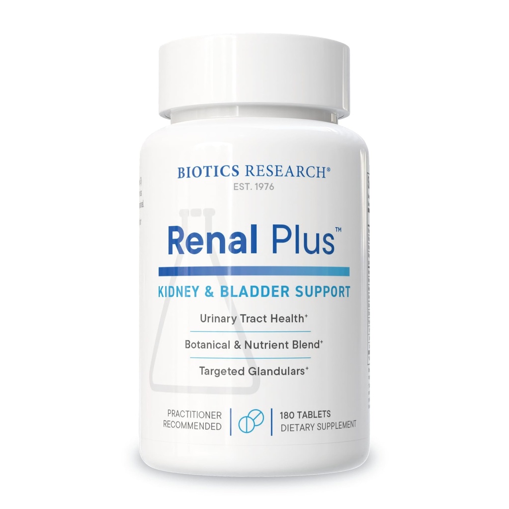 Biotics Research Renal Plus – Supporto botanico, ghiandolare e nutrizionale per la funzione renale ottimale. Salute del rene & Supporti Funzione urologica –Ulva ursi, Buchu Leaf, Echinacea, Cranberry–180Tabs
