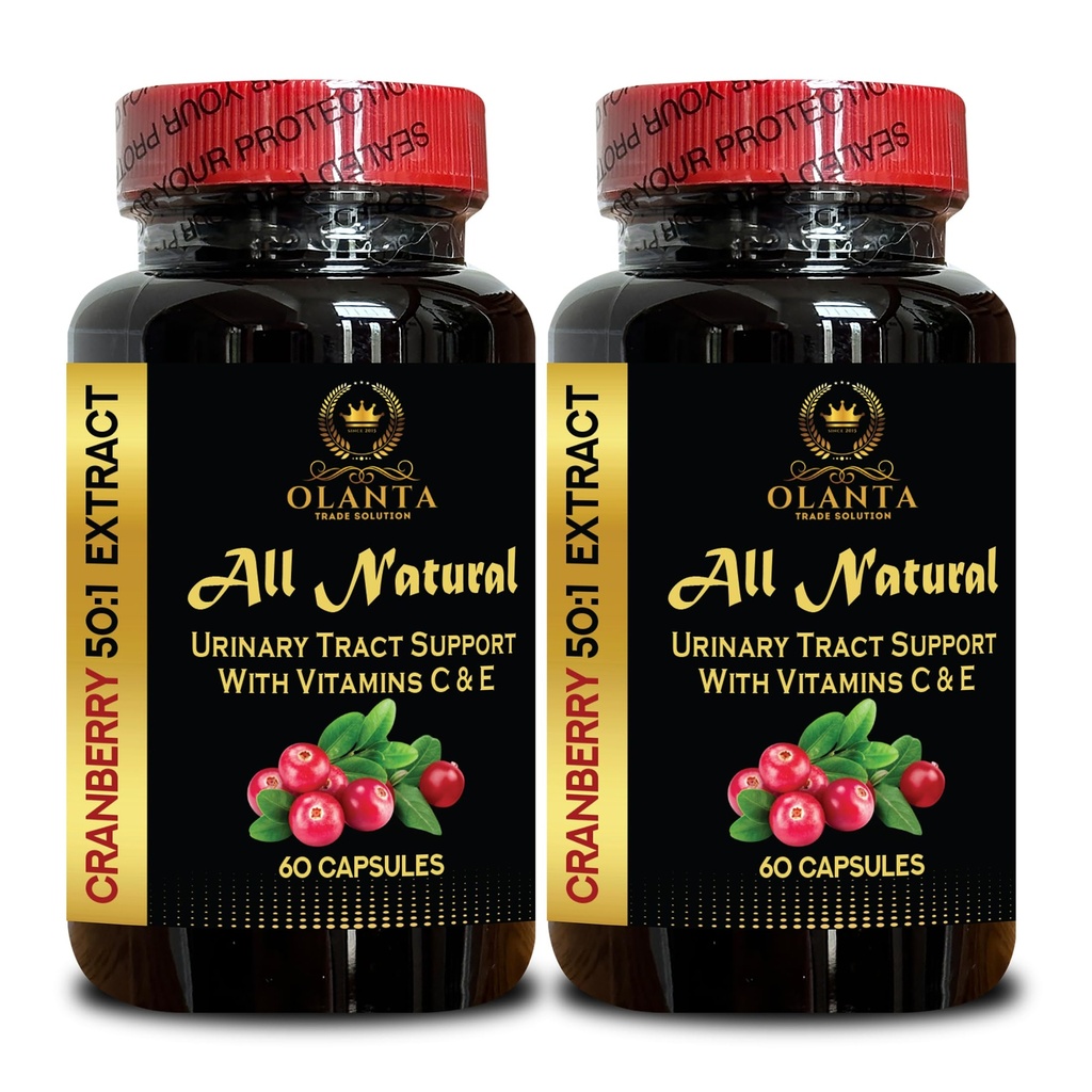 Cranberry Extract Concentrated Capsules - Daily Support for a Healthy Urinary System, Pills for Bladder Support, Gentle Urinary Support - 2 Bottles 120 Capsules