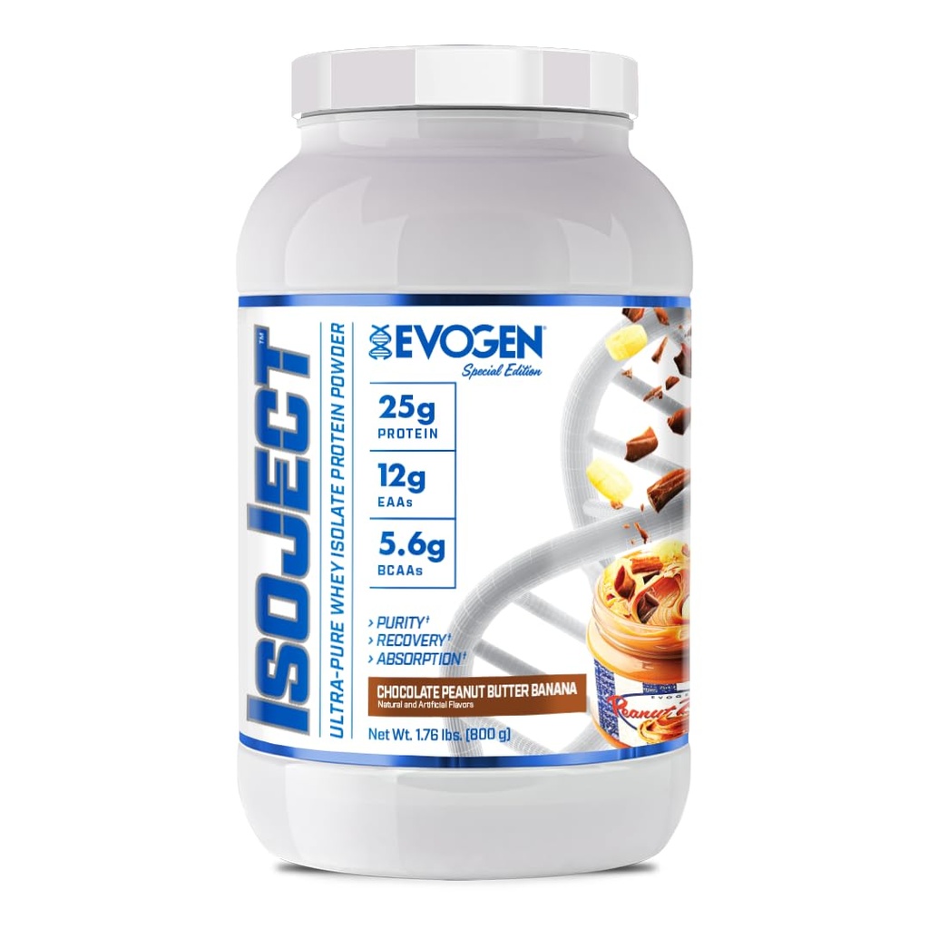 Evogen Isoject - Whey Protein Isolate | Ultra-Pure Whey Protein Powder with Ignitor Enzymes, BCAAs, and EAAs | Enhanced Absorption & Recovery | Chocolate Peanut Butter Banana | 25 Servings