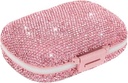 Cute Pill Organizer Small Bling Pill Case for Purse Medicine Porte-conteneur de vitamines Conteneur quotidien de pilules pour femmes Trousse de médecine de voyage (Pink)