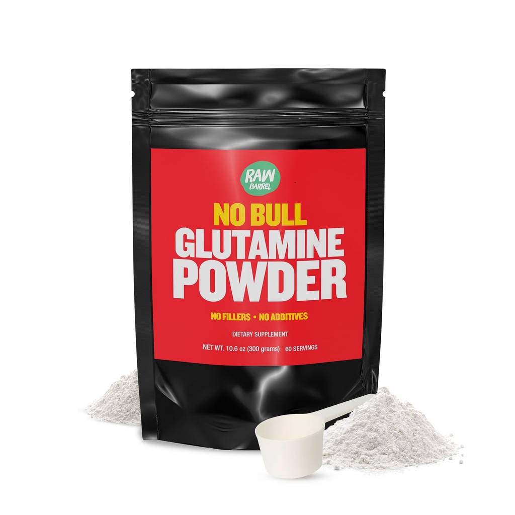 Polvere di L-Glutamina “No Bull” - Glutamina non aromatizzata e micronizzata, Polvere di Glutamina L pura, Non OGM, Integratore di Glutamina L, Naturalmente Vegan, Vegetariano e Gluten Free, 300g