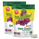 MegaFood One Daily Kids Vitamins Multivitamin Soft Chews - Vitamin B, C, D & E - Age 4+, Vegetarian, Made Without 9 Food Allergens - Grape Flavor – 30 Chews (2 Pack)