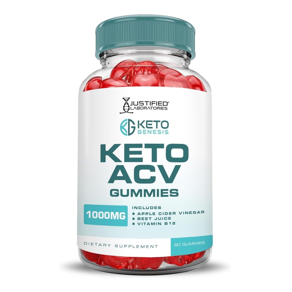 Justified Laboratories Keto Genesis Keto ACV Gummies (1000 mg) - 60 Count - Formulated with Apple Cider Vinegar, Folate & Vitamin B12 - Non-GMO, Vegan, Gluten Free - 30 Servings