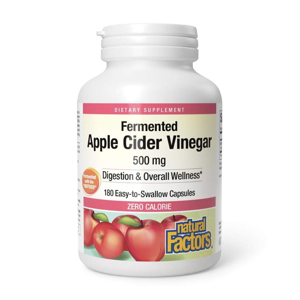 Natural Factors, Apple Cider Vinegar Capsule, Supports Digestion and Weight Management, 180 capsules (90 servings)