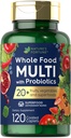 Fortune Whole Food Multivitamin con Probiotici | 120 Capelli Rivestiti | Realizzati con 20 Frutta e Verdura | Non OGM & Gluten Integratore Libero