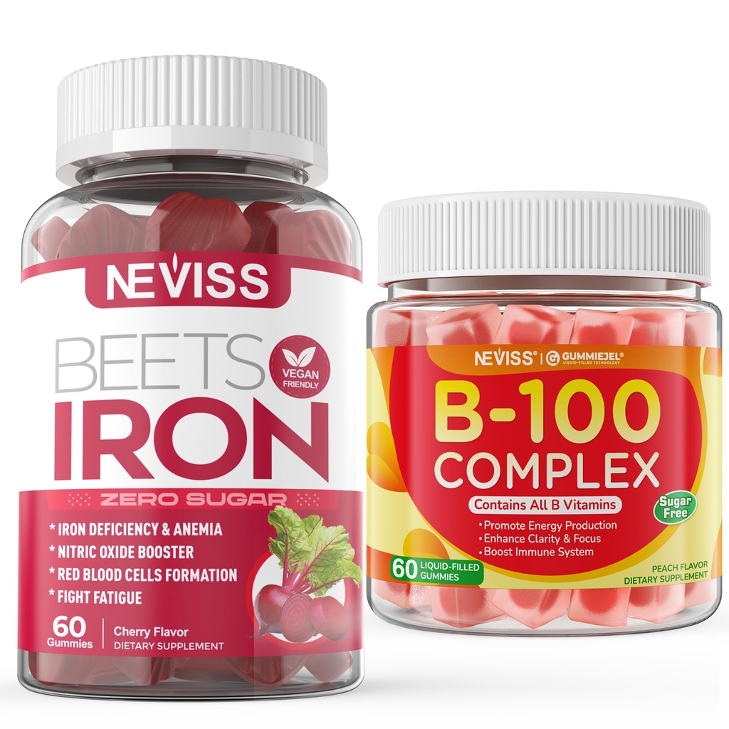 Gommies de fer sans sucre + Complexe Vitamine B100
