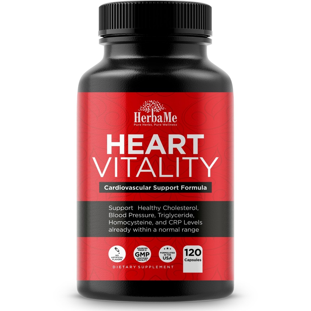 Soutien cardiaque et supplément de flux sanguin, 120 capsules, soutient la santé cardiovasculaire, le cholestérol sain, le triglycéride, l'homocystéine, les niveaux de CRP