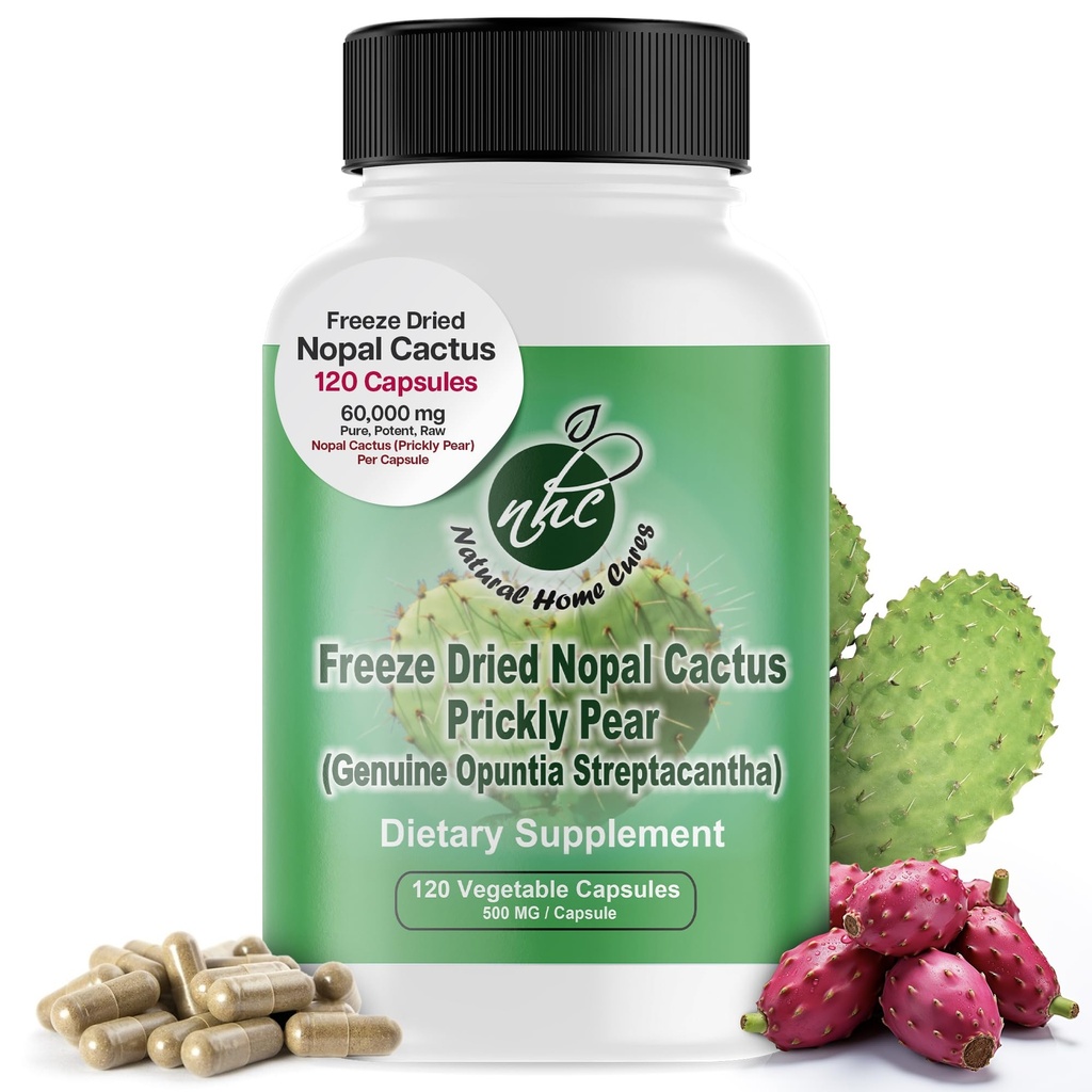 Nopal Cactus Capsule - Freeze Dried Prickly Pear Extract - Fiber Supplement per il supporto Metabolic Health - Ricco di Betalains & Nitrates - Non-GMO - 120 Veggie Caps (1 Bottiglia)