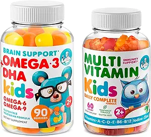 DR. MORITZ Bambini Omega 3 Gummies (90 Conte) e bambini Multivitamin Gummies Bundle (60 Conte,) - per il sostegno immunitario dei bambini e la salute generale