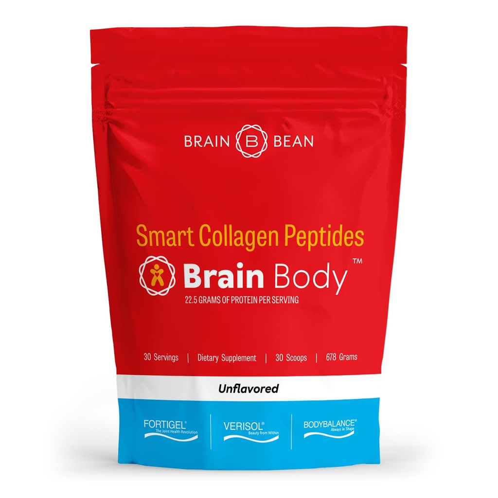 Gehirn Körper Kollagen Peptide Pulver - Vitalprotein & Collagen Supplement für Frauen & Männer - Hydrolysiert Typ I & III für Haar, Haut, Nägel & Gelenke Gesundheit - 30 Servierungen - Unflavored - 678g