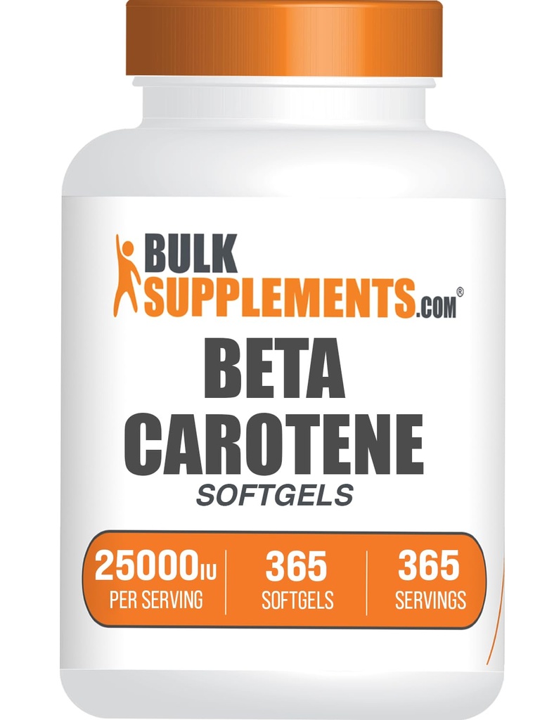 BulkSupplements.com Beta Carotene 25000 IU Softgels - Vitamin A Supplement, Beta Carotene Ergänzungen - für Augenunterstützung, Glutenfrei, 1 Softgel pro Servierung, 365 Zähler (Pack von 1)