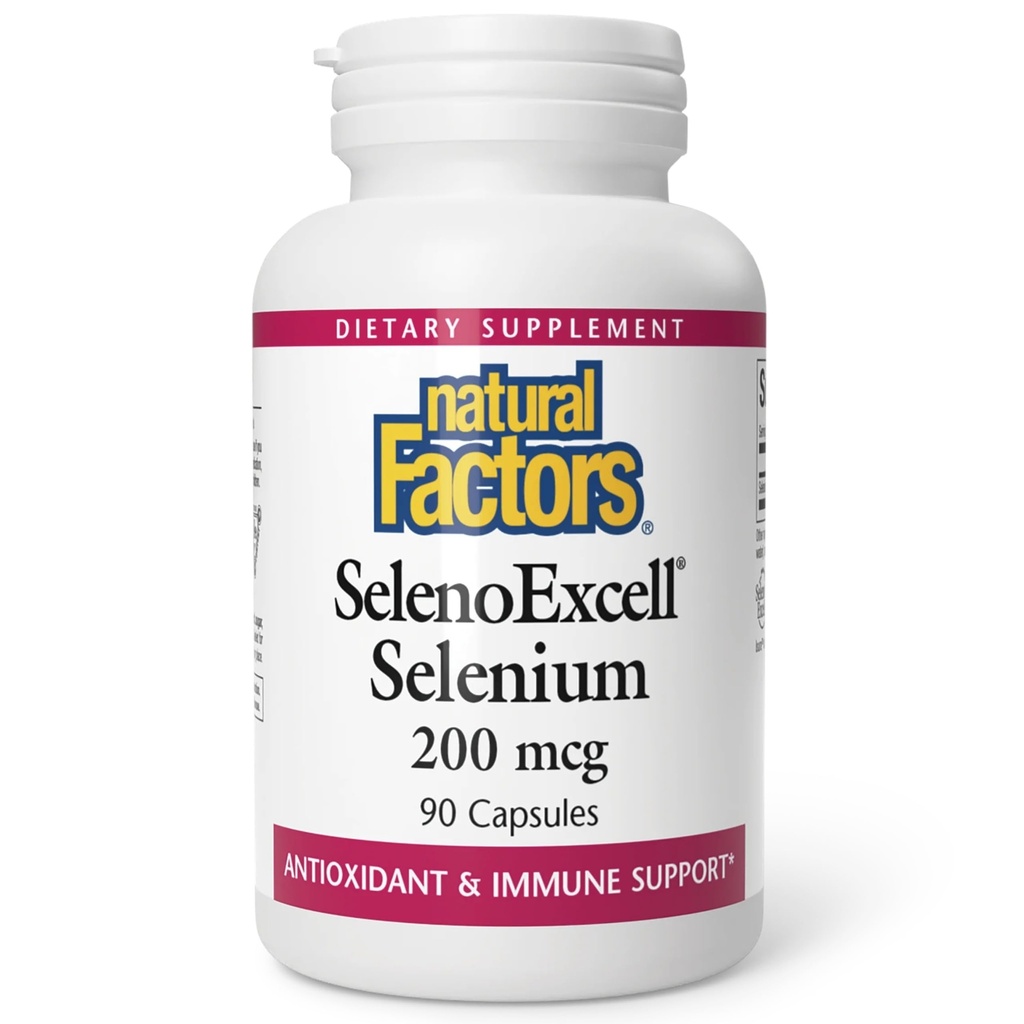 Facteurs naturels, SelenoExcellent Sélénium 200mcg, Antioxydant & Immunissable Support, 90 Capsules