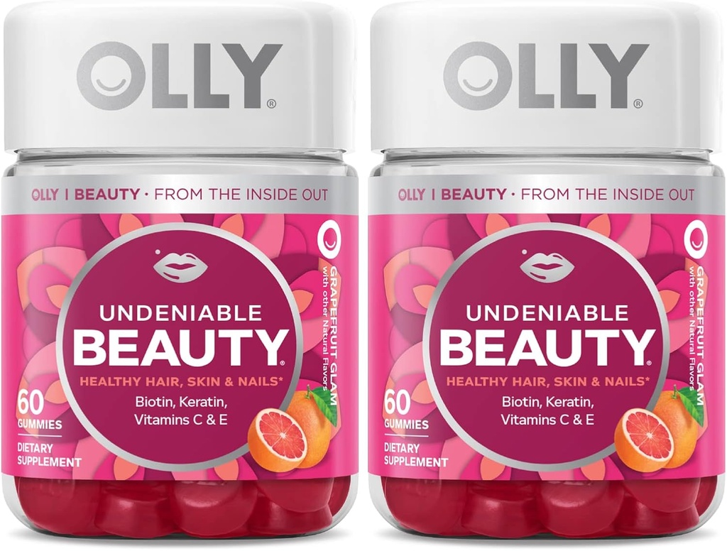 Gummy beauté indédiable, pour cheveux, peau, ongles, biotine, vitamine C, kératine, supplément à croquer, pamplemousse, 30 jours d'approvisionnement - 120 comte